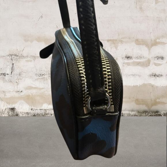 Coach Ocelot Cheetah Black and Blue Mini Crossbody Bag - Picture 5 of 8